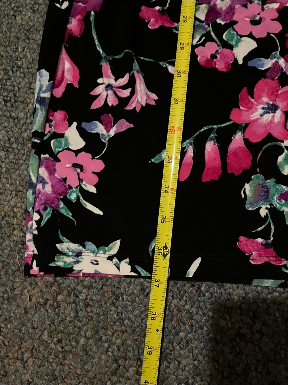 Chaps Black Midi Dress with Pink Floral Print - Picture 7 of 10